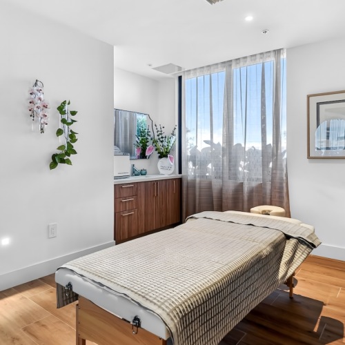 a community spa with lots of natural lighting